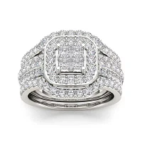 1 3/4 CT.T.W. Natural Diamond 10K White Gold Bridal Set