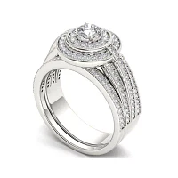 1 CT.T.W. Natural Diamond 14K White Gold Bridal Ring Set