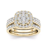 1 1/2 CT.T.W. Natural Diamond 14K Yellow Gold Bridal Ring Set