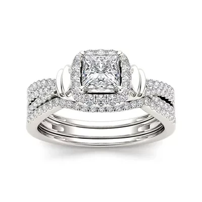 1 CT.T.W. Natural Diamond 14K White Gold Bridal Set