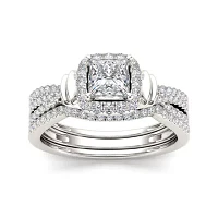 1 CT.T.W. Natural Diamond 14K White Gold Bridal Set