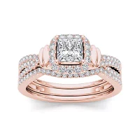 1 CT.T.W. Natural Diamond 14K Rose Gold Bridal Set