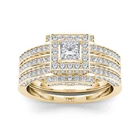 1 1/2 CT.T.W. Natural Diamond 14K Yellow Gold Bridal Set