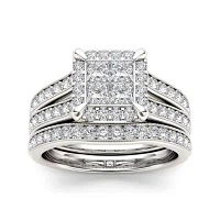 1 1/2 CT.T.W. Natural Diamond 14K White Gold Bridal Set