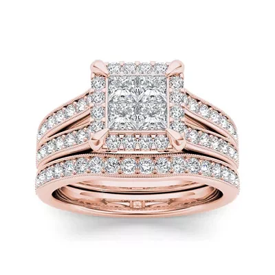 2 CT.T.W. Natural Diamond 14K Rose Gold Bridal Set