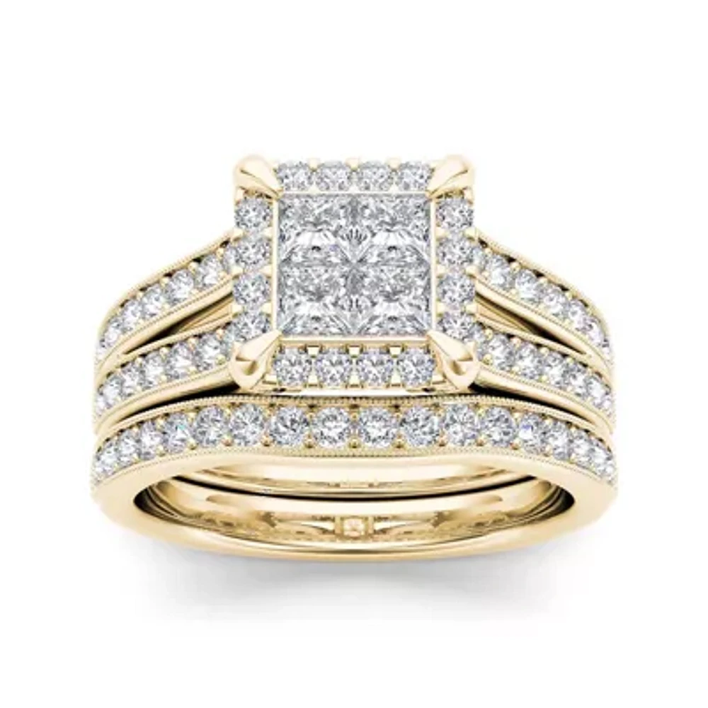 1 1/2 CT.T.W. Natural Diamond 14K Yellow Gold Bridal Set