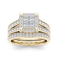 1 1/2 CT.T.W. Natural Diamond 14K Yellow Gold Bridal Set