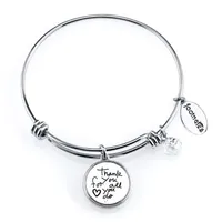 Footnotes Mom Stainless Steel Heart Bangle Bracelet