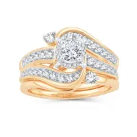 Womens CT. T.W. Natural White Diamond 10K Gold Round Engagement Ring