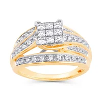 Womens 1 CT. T.W. Natural White Diamond 10K Gold Engagement Ring