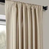 Exclusive Fabrics & Furnishing Faux Silk Taffeta Energy Saving Blackout Rod Pocket Single Curtain Panel