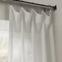 Exclusive Fabrics & Furnishing Faux Linen Rod Pocket Sheer Single Curtain Panels