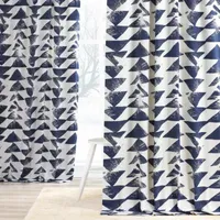 Exclusive Fabrics & Furnishing Triad Printed Cotton Light-Filtering Rod Pocket Back Tab Single Curtain Panel