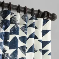 Exclusive Fabrics & Furnishing Triad Printed Cotton Light-Filtering Rod Pocket Back Tab Single Curtain Panel