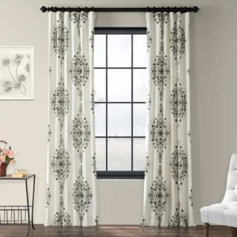 Exclusive Fabrics & Furnishing Kerala Printed 100% Cotton Energy Saving Light-Filtering Rod Pocket Back Tab Single Curtain Panel