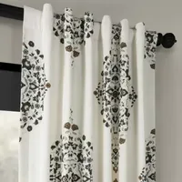 Exclusive Fabrics & Furnishing Kerala Printed 100% Cotton Energy Saving Light-Filtering Rod Pocket Back Tab Single Curtain Panel