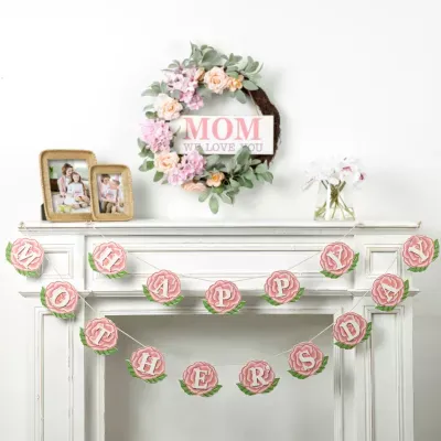 Glitzhome Set Of 2 Mothers Day Wooden Garland