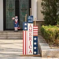 Glitzhome "36.25""H Wooden Patriotic Porch Decor" 4th of July Yard Art