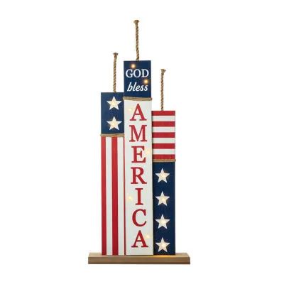 Glitzhome 36.25"H Wooden Patriotic Porch Decor 4th of July Holiday Yard Art