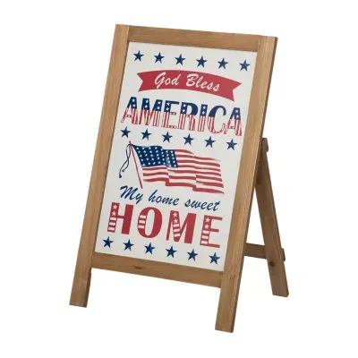 Glitzhome "24""L Wooden Patriotic Floor Decor" 4th of July Yard Art