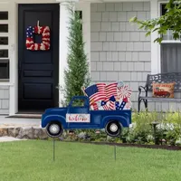 Glitzhome "23.5""L Metal Patriotic Truck" 4th of July Yard Art