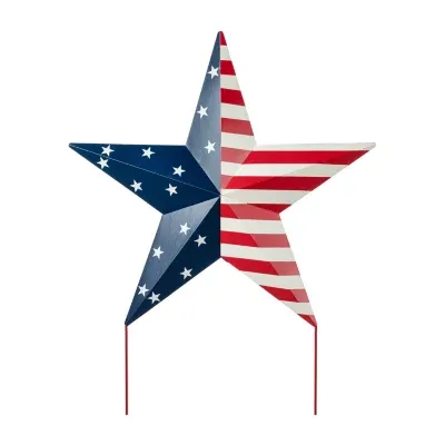 Glitzhome 30.75"H Metal Patriotic Star 4th of July Holiday Yard Art