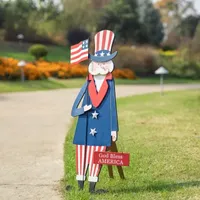 Glitzhome "36""H Patriotic Uncle Sam" 4th of July Yard Art