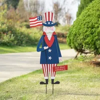 Glitzhome "36""H Patriotic Uncle Sam" 4th of July Yard Art