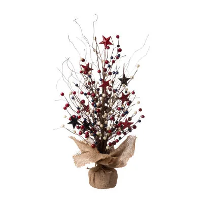 Glitzhome 20"H Patriotic Berry Tree Tabletop Decor