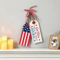 Glitzhome 19.5"H Wooden Patriotic Hanging Wall Sign