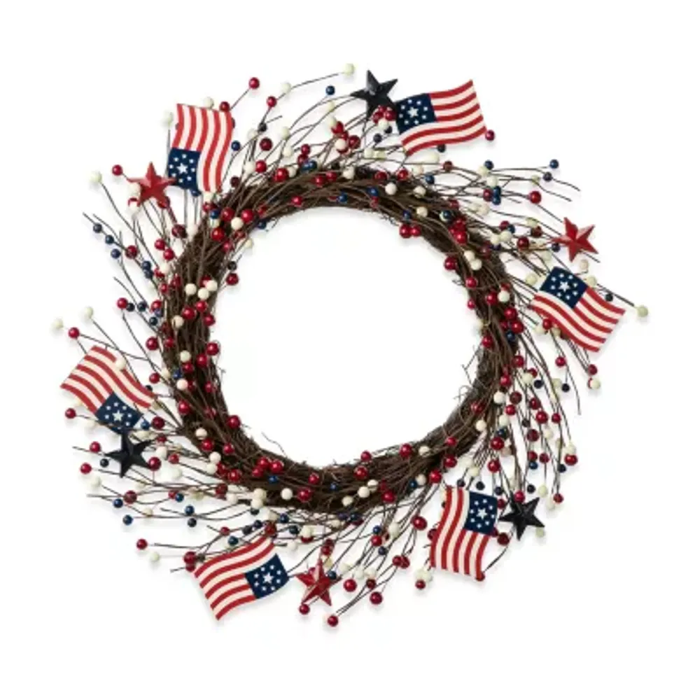 Glitzhome 22ind Patriotic Flag And Berry Indoor Wreath