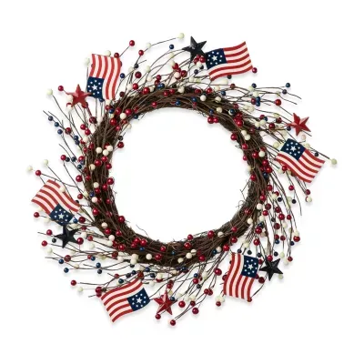 Glitzhome 22ind Patriotic Flag And Berry Indoor Wreath