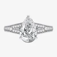 Signature By Modern Bride (H-I / Si1-Si2) Womens 2 1/3 CT. T.W. Lab Grown White Diamond 14K Gold Pear Side Stone Engagement Ring