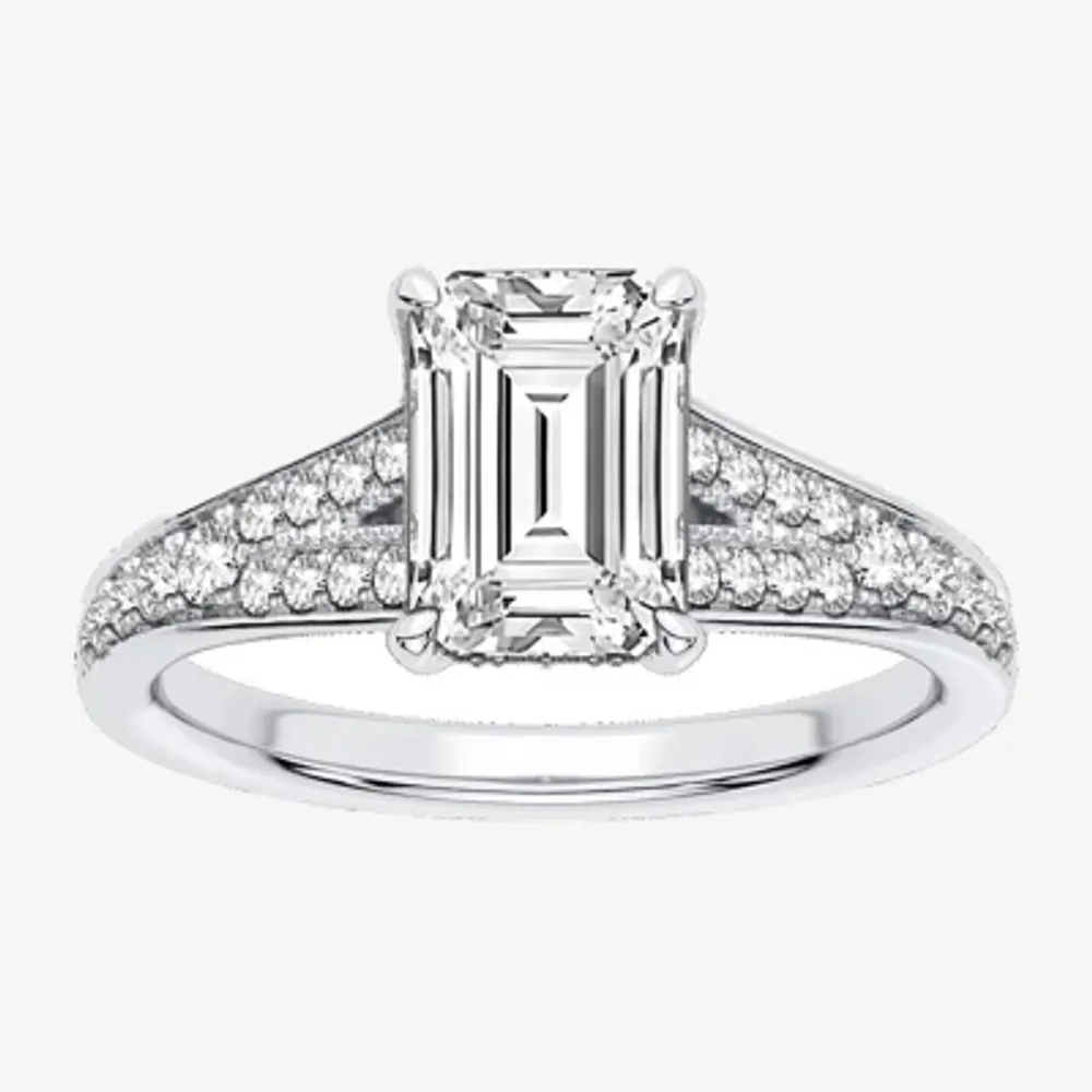 Signature By Modern Bride (H-I / Si1-Si2) Womens 1 3/ CT. T.W. Lab Grown White Diamond 14K Gold Side Stone Engagement Ring