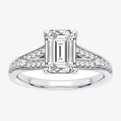 Signature By Modern Bride (H-I / Si1-Si2) Womens 1 3/ CT. T.W. Lab Grown White Diamond 14K Gold Side Stone Engagement Ring