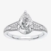 Signature By Modern Bride (H-I / Si1-Si2) Womens 1 3/4 CT. T.W. Lab Grown White Diamond 14K Gold Pear Side Stone Engagement Ring