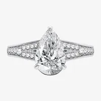 Signature By Modern Bride (H-I / Si1-Si2) Womens 1 3/4 CT. T.W. Lab Grown White Diamond 14K Gold Pear Side Stone Engagement Ring