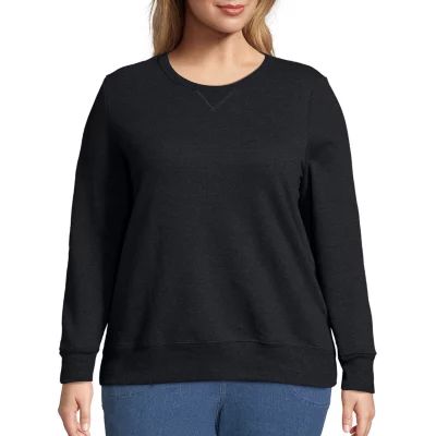 JMS by Hanes Womens Crew Neck Long Sleeve Sweatshirt Plus