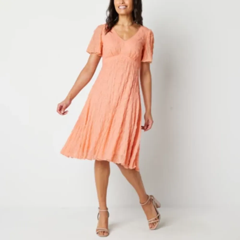 Rabbit Rabbit Rabbit Design Womens Short Sleeve Fit + Flare Dress Petite