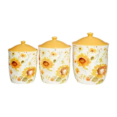 Certified International Sunflowers Forever 3-pc. Canister