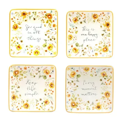 Certified International Sunflowers Forever 4-pc. Earthenware Appetizer Plate