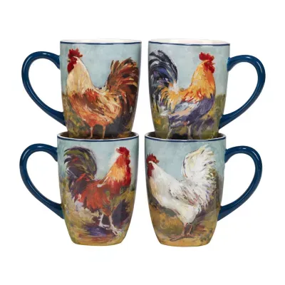 Certified International Rooster Meadow 4-pc. Coffee Mug