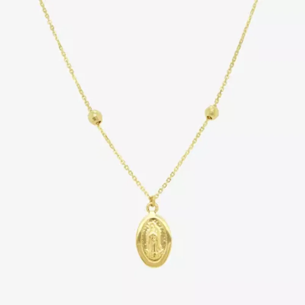 Our Lady Of Guadalupe / Nuestra Senora De Guadalupe Womens 14K Gold Oval Paperclip Pendant Necklaces