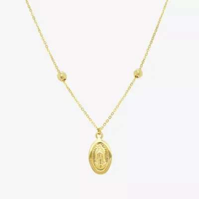 Our Lady Of Guadalupe / Nuestra Senora De Guadalupe Womens 14K Gold Oval Paperclip Pendant Necklaces