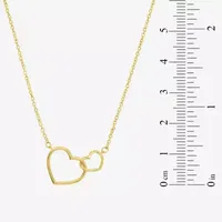 Womens 14K Gold Interlocking Heart Pendant Necklace