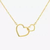 Womens 14K Gold Interlocking Heart Pendant Necklace