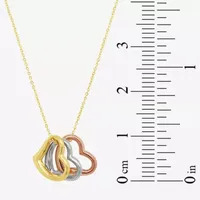 Womens 14K Tri-Color Gold Heart Pendant Necklace