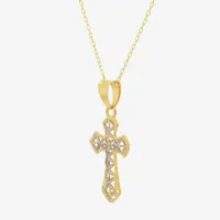 Made in Italy Womens 14K Two Tone Gold Cross Pendant Necklace