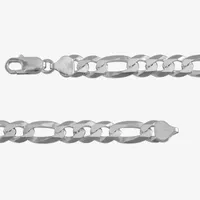 Made in Italy Sterling Silver 9 Inch Solid Figaro Chain Bracelet