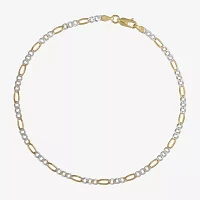 Silver Two-Tone 10" Figaro Ankle Bracelet